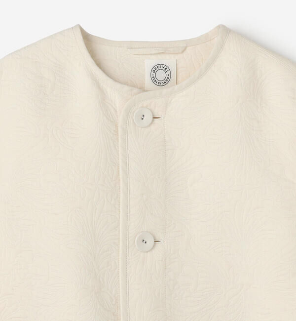 ORCIVAL「ORCIVAL | コットンポリジャカード ラウンドネックジャケット WOMEN」|ノーカラージャケット|