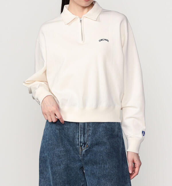 ORCIVAL「ORCIVAL | コットン裏毛 ハーフジッププルオーバー WOMEN」|スウェット・ジャージ|ECRU