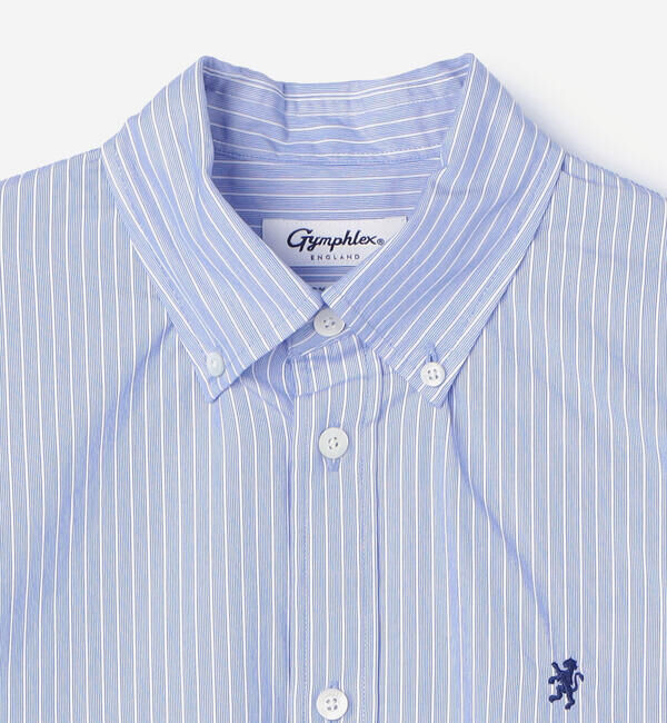 GYMPHLEX「Gymphlex | コットンストライプ ショートボタンダウン長袖シャツ WOMEN」|シャツ・ブラウス|