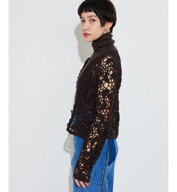 THE PAUSE「【THE PAUSE】クロシェニットカーディガン」|ニット・セーター|