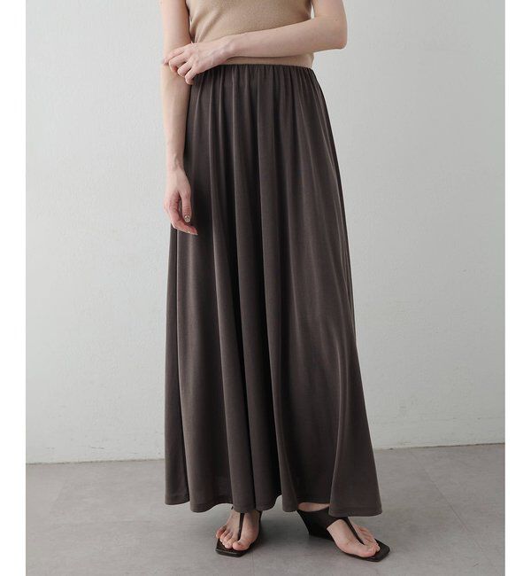  「フィブリル天竺ギャザースカート」|スカート|チャコールグレー