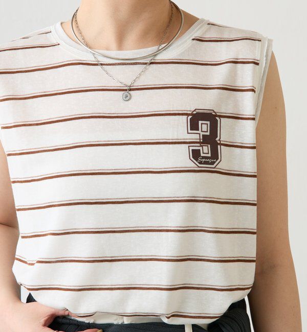  「シアーボーダーナンバーロゴノースリーブ」|Tシャツ・カットソー|