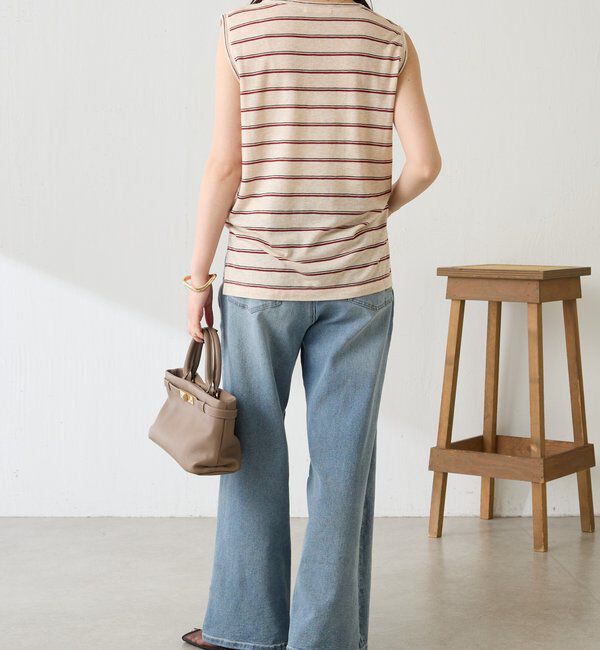  「シアーボーダーナンバーロゴノースリーブ」|Tシャツ・カットソー|