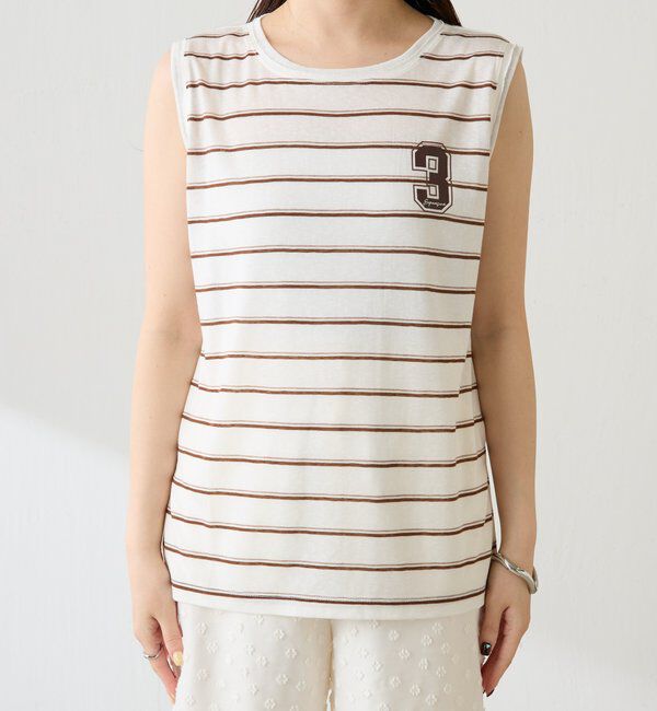  「シアーボーダーナンバーロゴノースリーブ」|Tシャツ・カットソー|