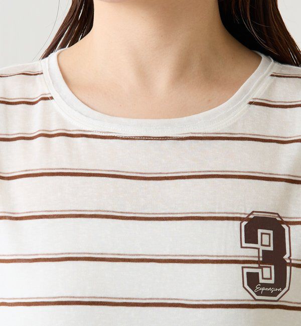  「シアーボーダーナンバーロゴノースリーブ」|Tシャツ・カットソー|