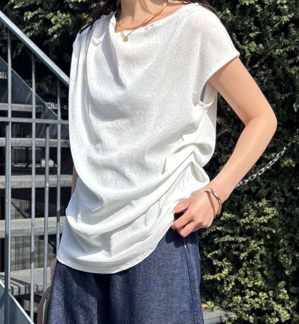  「【上品見えカットソー/シアー】アシメタックフレンチカットソー」|Tシャツ・カットソー|