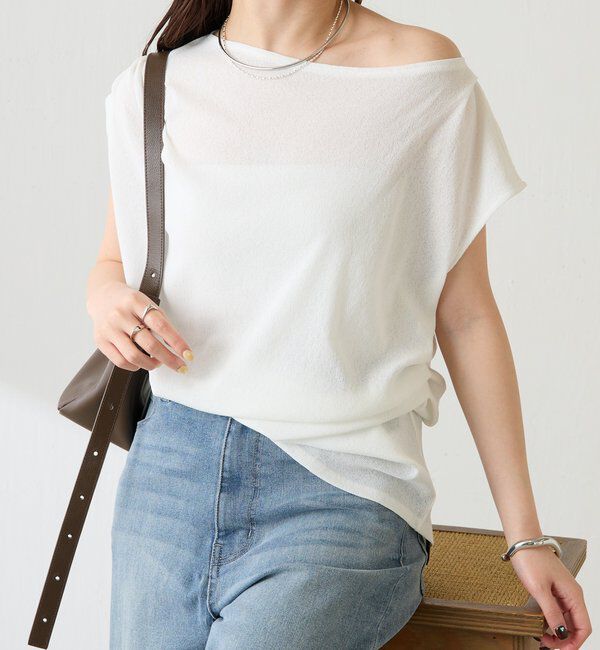  「【上品見えカットソー/シアー】アシメタックフレンチカットソー」|Tシャツ・カットソー|