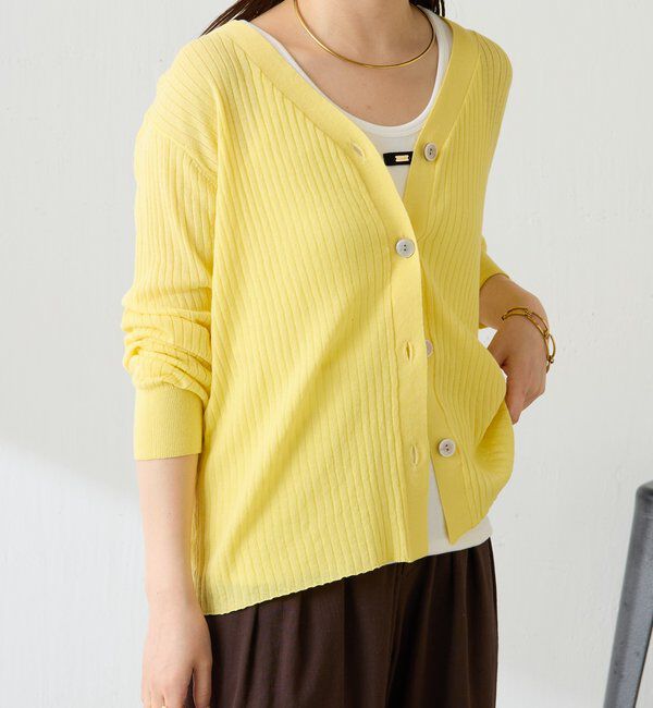  「ドライコットンワイドリブカーディガン」|ニット・セーター|