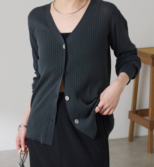  「ドライコットンワイドリブカーディガン」|ニット・セーター|