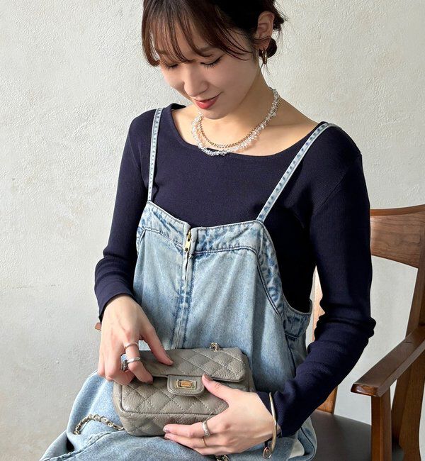  「【REI企画カラーあり】スクエアニットロングスリーブプルオーバー」|ニット・セーター|ネイビー