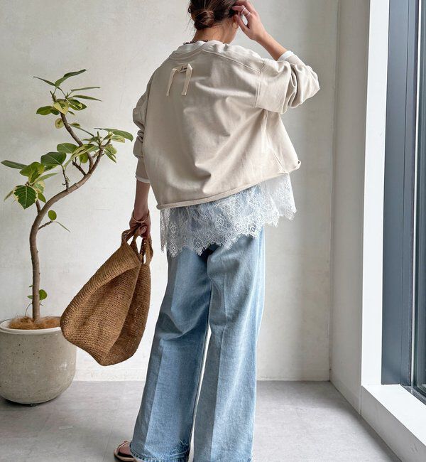  「【WEB限定】Vネック裏毛&times;レースロンTEEセット」|Tシャツ・カットソー|