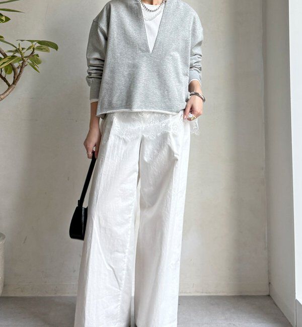  「【WEB限定】Vネック裏毛&times;レースロンTEEセット」|Tシャツ・カットソー|