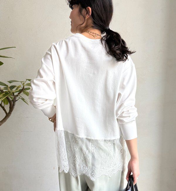  「【WEB限定】Vネック裏毛&times;レースロンTEEセット」|Tシャツ・カットソー|