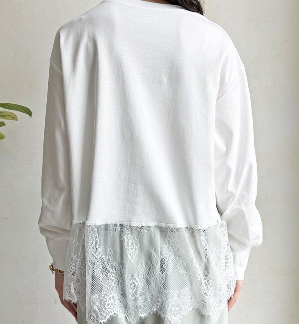  「【WEB限定】Vネック裏毛&times;レースロンTEEセット」|Tシャツ・カットソー|