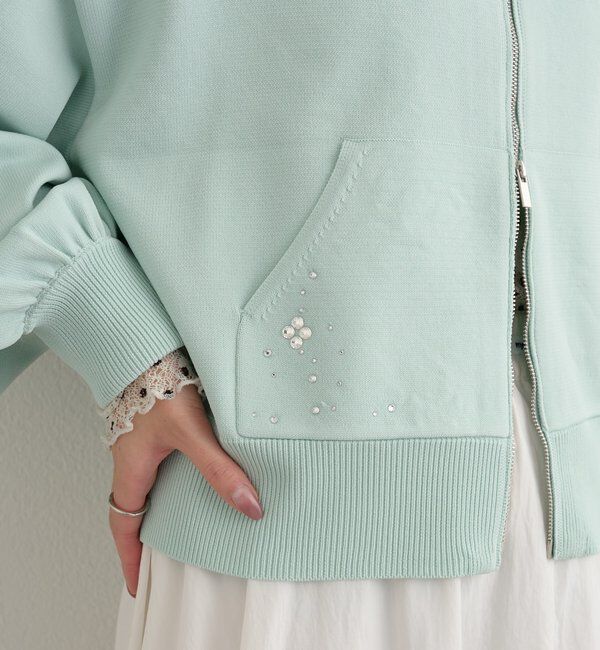  「ラインストーンフーディーニット」|パーカー|