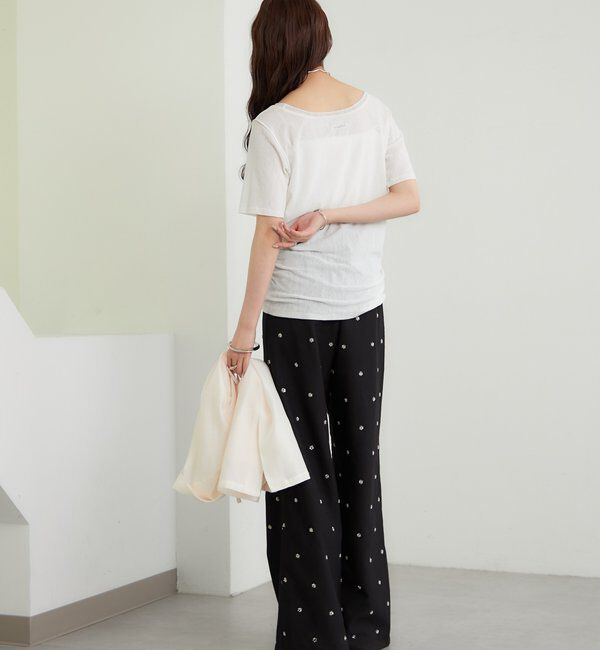  「サイドギャザーシアーTシャツ」|Tシャツ・カットソー|