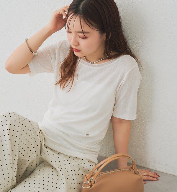  「サイドギャザーシアーTシャツ」|Tシャツ・カットソー|