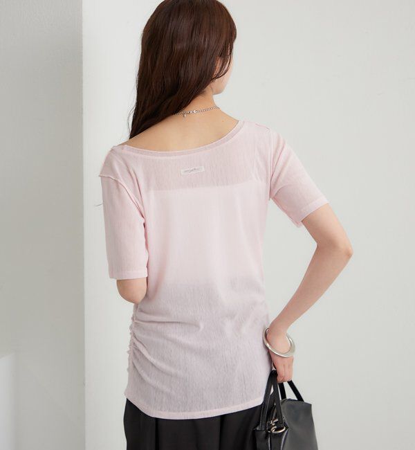  「サイドギャザーシアーTシャツ」|Tシャツ・カットソー|