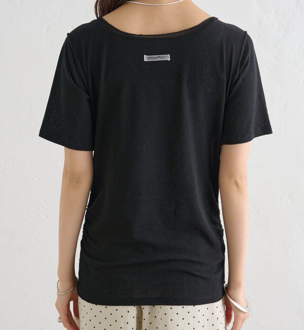 「サイドギャザーシアーTシャツ」|Tシャツ・カットソー|