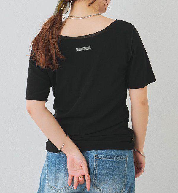  「サイドギャザーシアーTシャツ」|Tシャツ・カットソー|