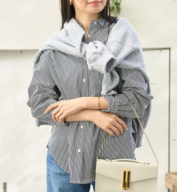 Rouge vif「ストライプタックフォルムシャツ」|シャツ・ブラウス|ブラック