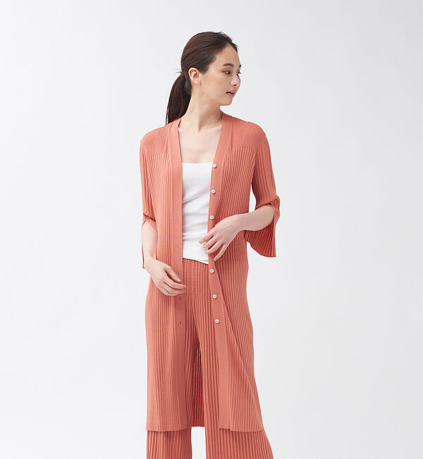 qualite「【WEB・一部店舗限定】《セットアップ対応》リブニットロングカーディガン」|カーディガン|