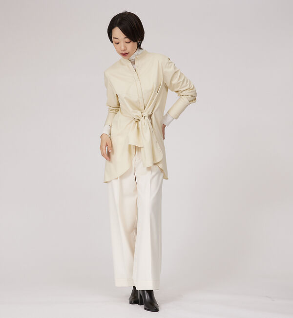 qualite「サイドボタンドレープブラウス」|シャツ・ブラウス|