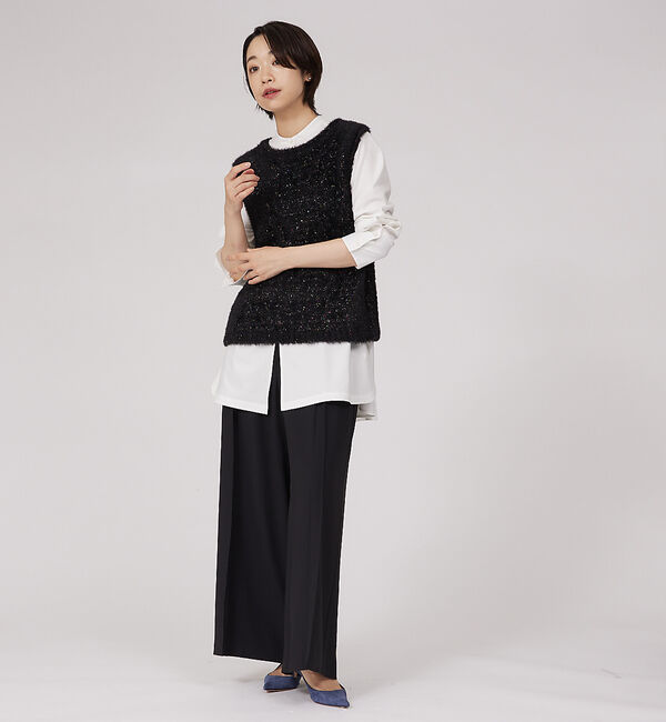 qualite「サイドボタンドレープブラウス」|シャツ・ブラウス|