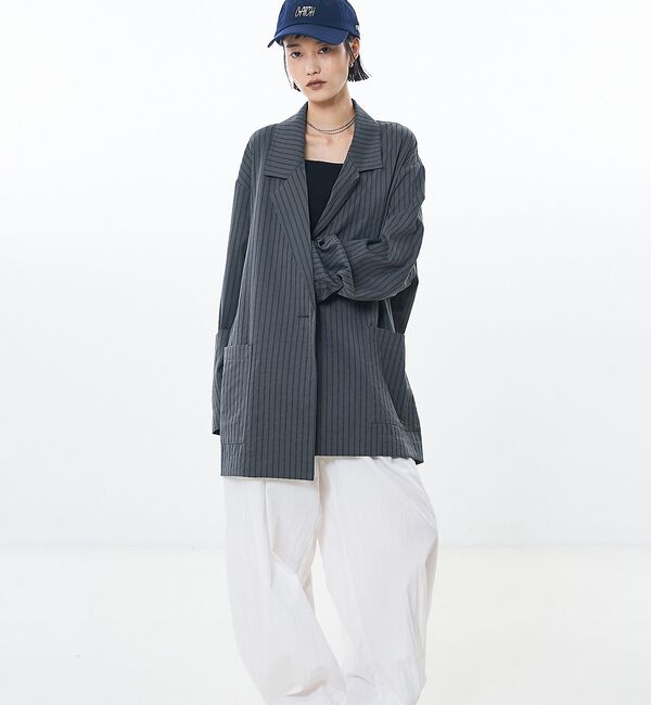 NOMINE「ストライプワイドジャケット」|テーラードジャケット|