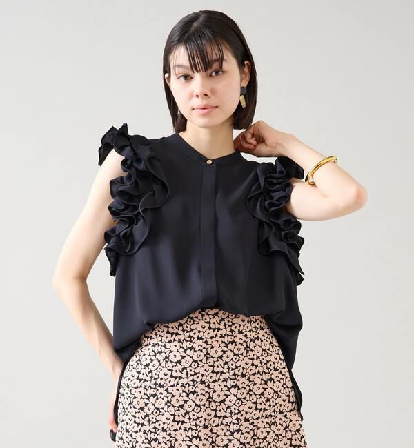 TIARA「サイドフリルブラウス（セットアップ可）」|シャツ・ブラウス|ブラック