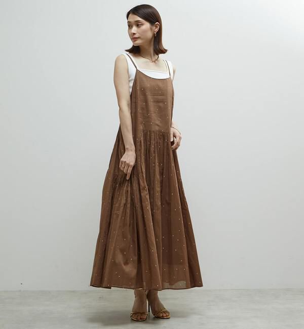 Soffitto「インド綿ドット刺繍キャミティアードワンピース」|ワンピース|