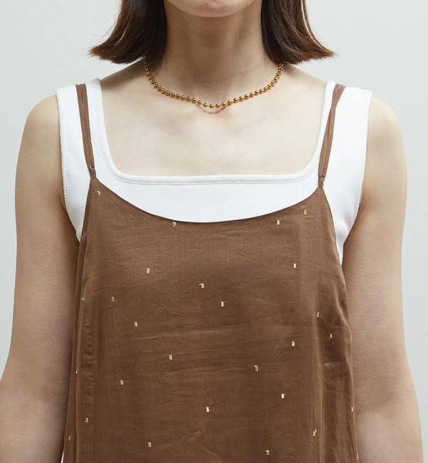 Soffitto「インド綿ドット刺繍キャミティアードワンピース」|ワンピース|