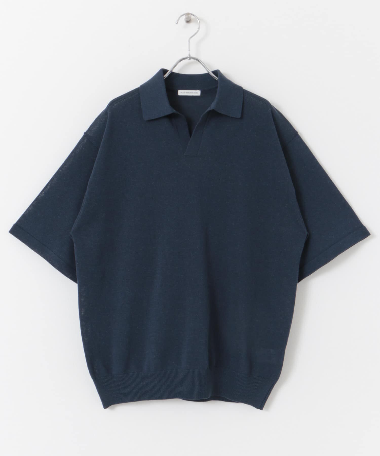 URBAN RESEARCH DOORS「リネン混ハイゲージ スキッパーニットポロシャツ」|ポロシャツ|