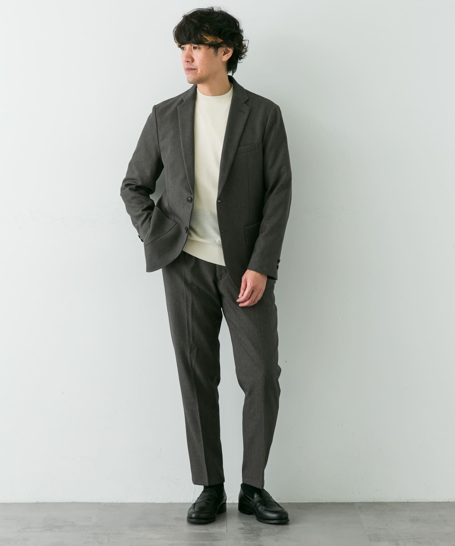 URBAN RESEARCH DOORS「LIFE STYLE TAILOR　ブラッシュドウールライクストレッチパンツ」|スラックス|
