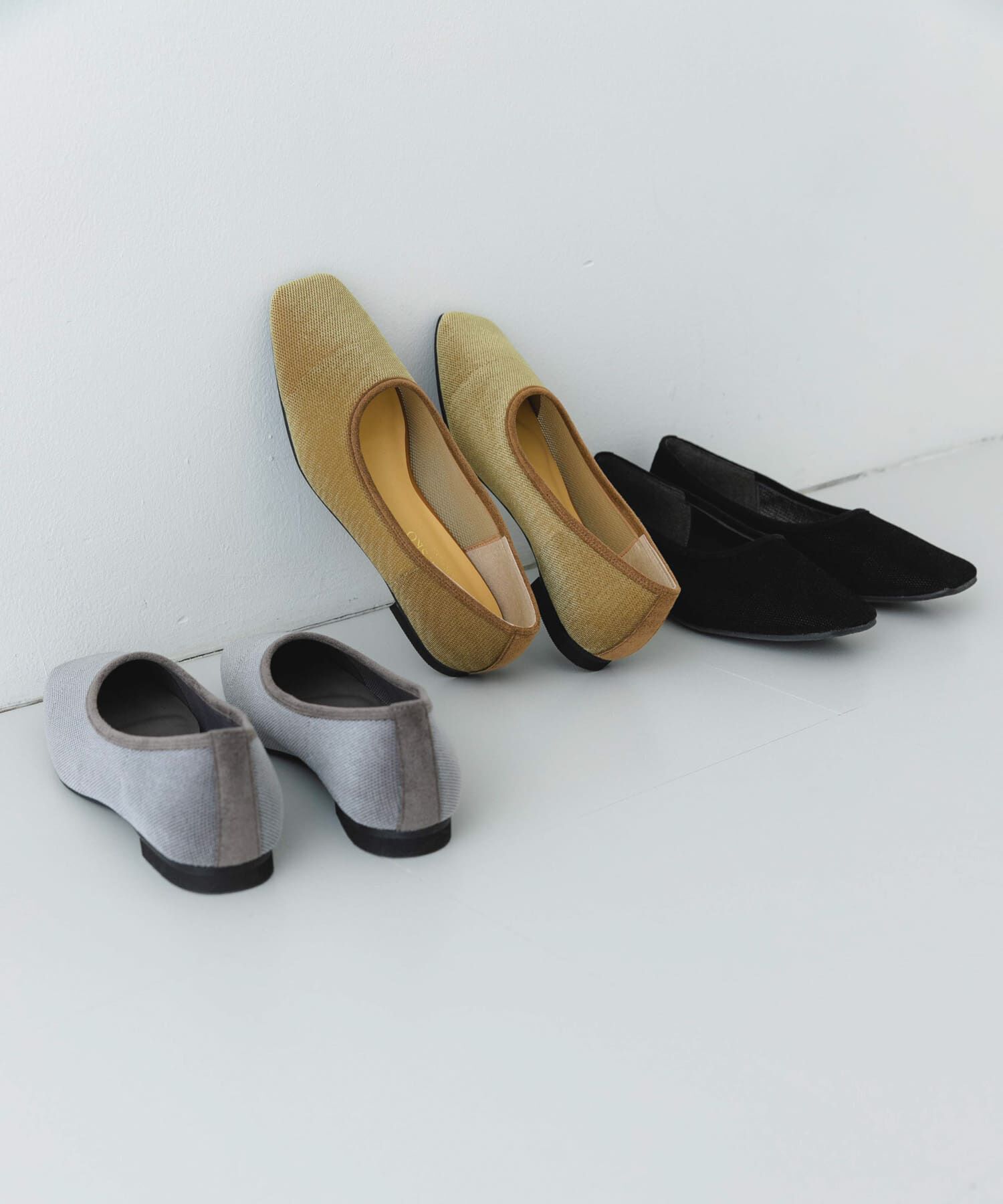 RODE SKO「『MADE IN JAPAN』スクエアベロアメッシュフラット」|バレエシューズ|