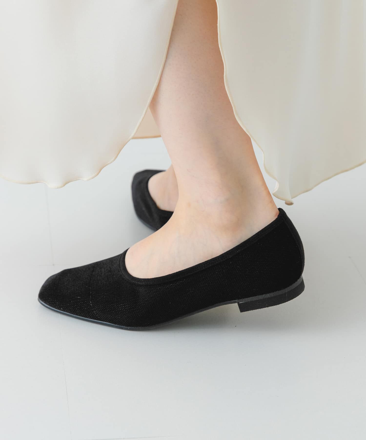 RODE SKO「『MADE IN JAPAN』スクエアベロアメッシュフラット」|バレエシューズ|