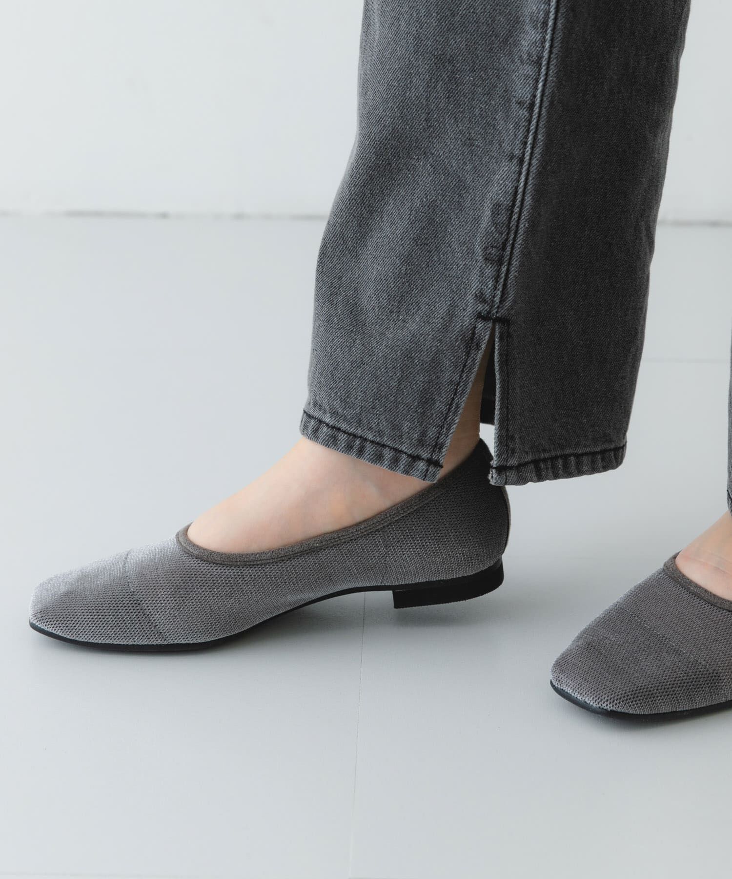 RODE SKO「『MADE IN JAPAN』スクエアベロアメッシュフラット」|バレエシューズ|