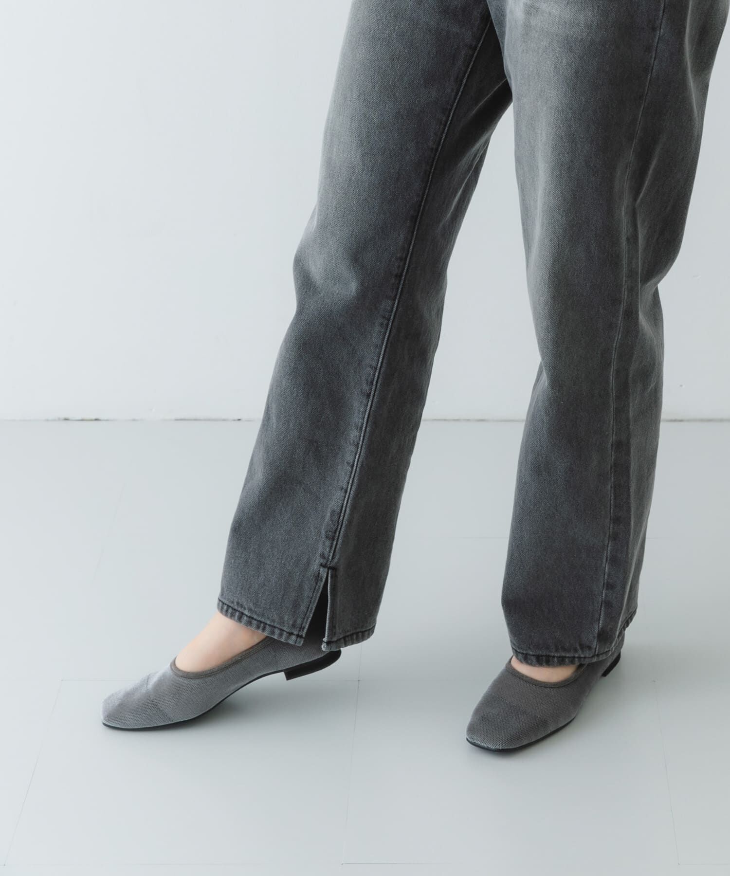 RODE SKO「『MADE IN JAPAN』スクエアベロアメッシュフラット」|バレエシューズ|