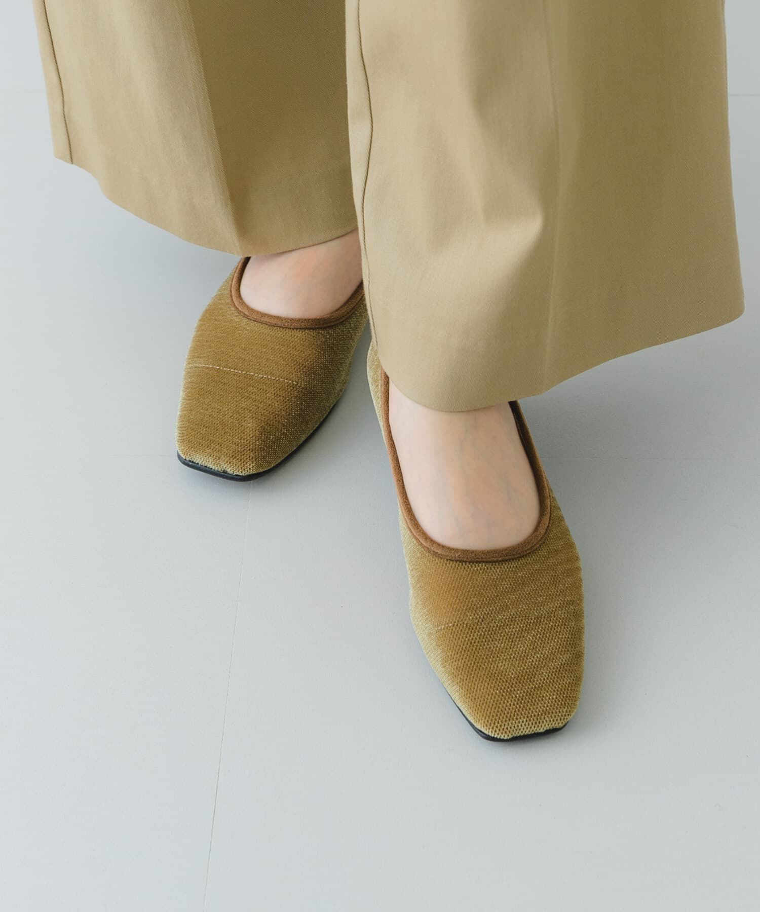 RODE SKO「『MADE IN JAPAN』スクエアベロアメッシュフラット」|バレエシューズ|