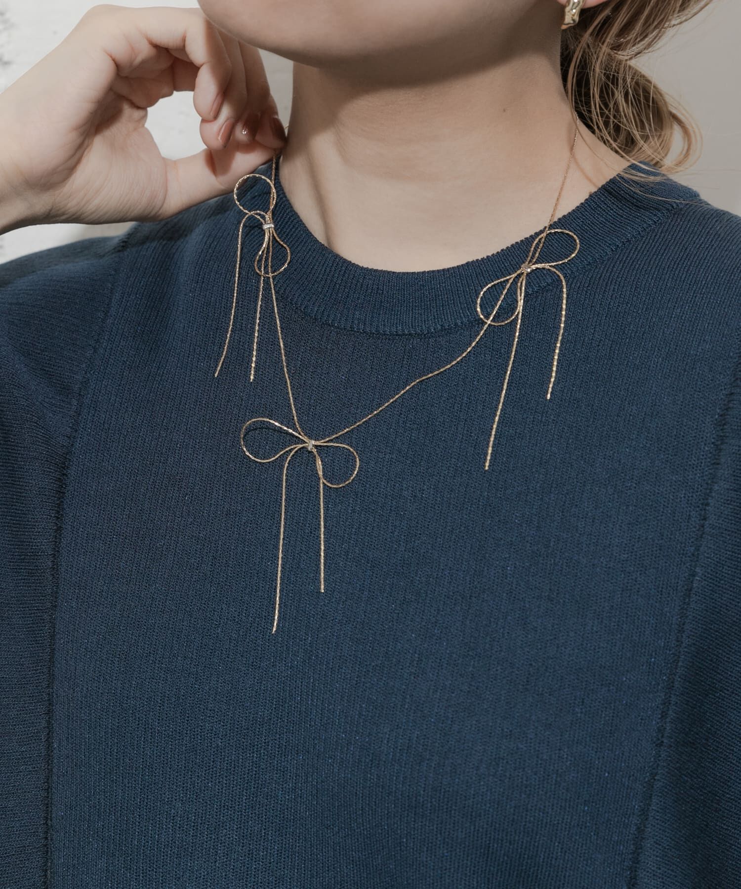 SMELLY「リボンチェーンネックレス」|ネックレス|