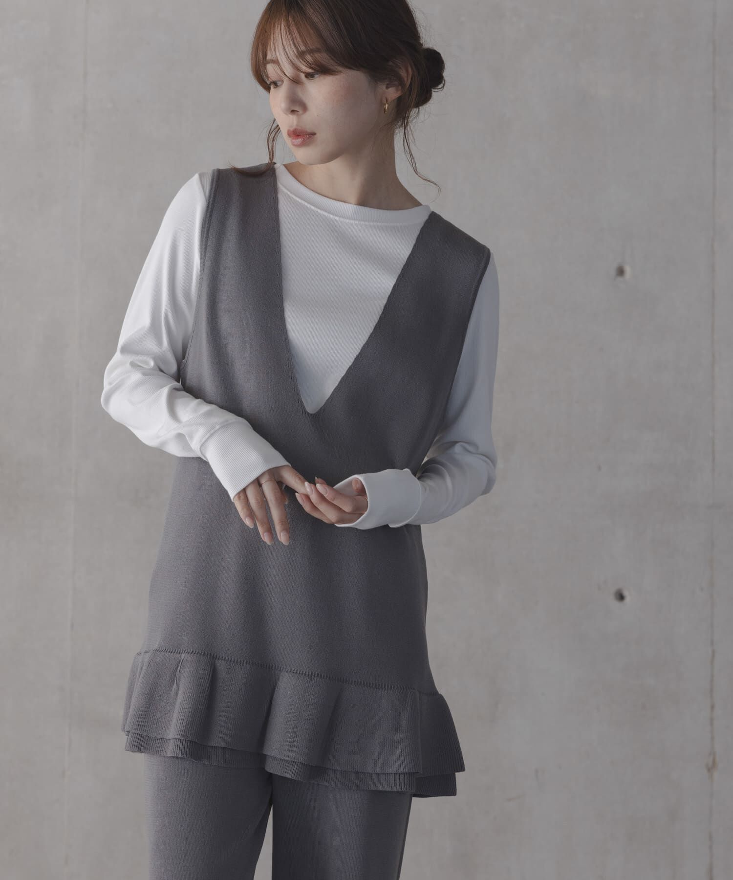 Sonny Label 「フリルチュニックベスト パンツSET」|ニット・セーター|