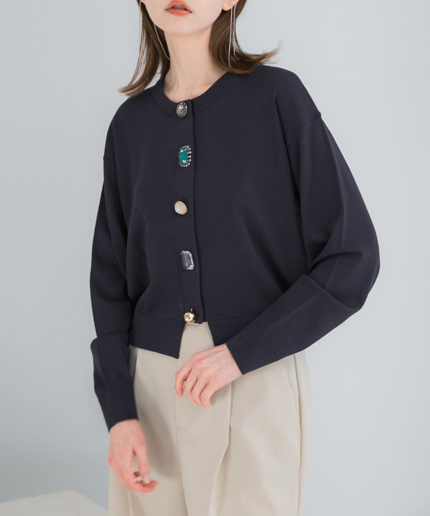 URBAN RESEARCH ROSSO「Torrazzo Donna　BIJOU CARDIGAN」|カーディガン|ネイビー