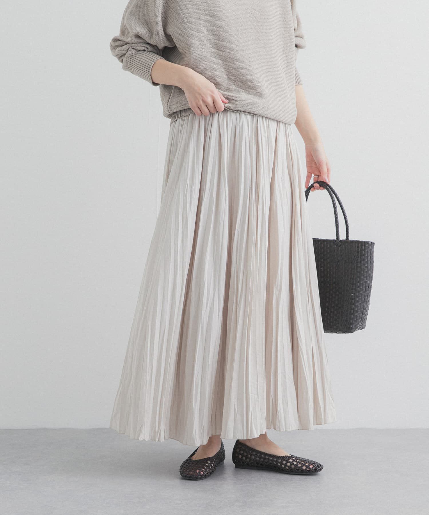 URBAN RESEARCH DOORS「タフタランダムプリーツスカート」|スカート|