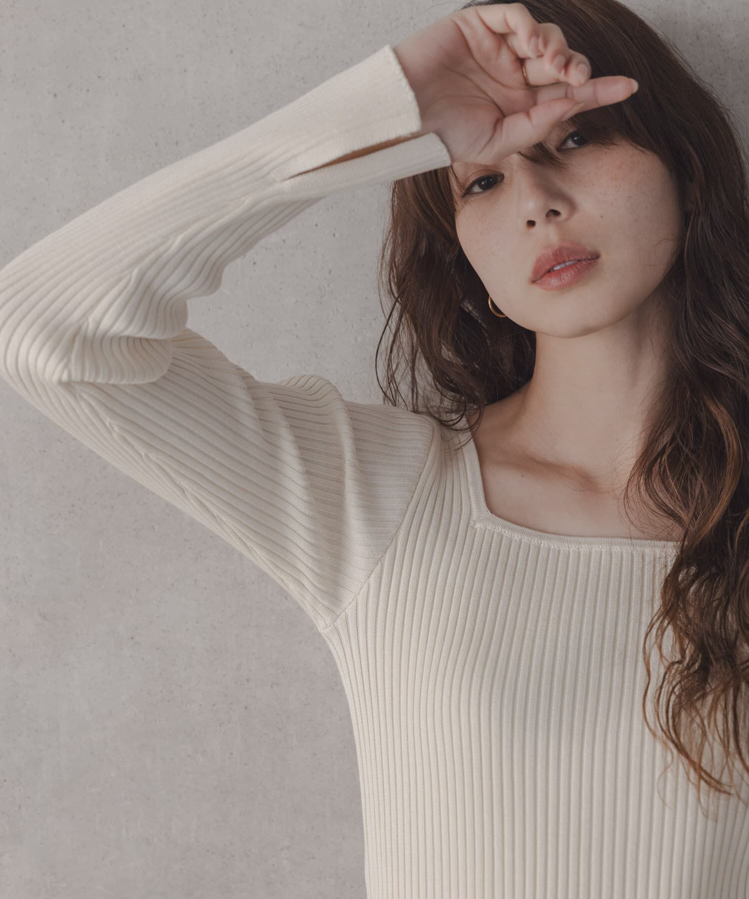 Sonny Label 「『WEB限定』シルク混スクエアネックニット」|ニット・セーター|オフホワイト