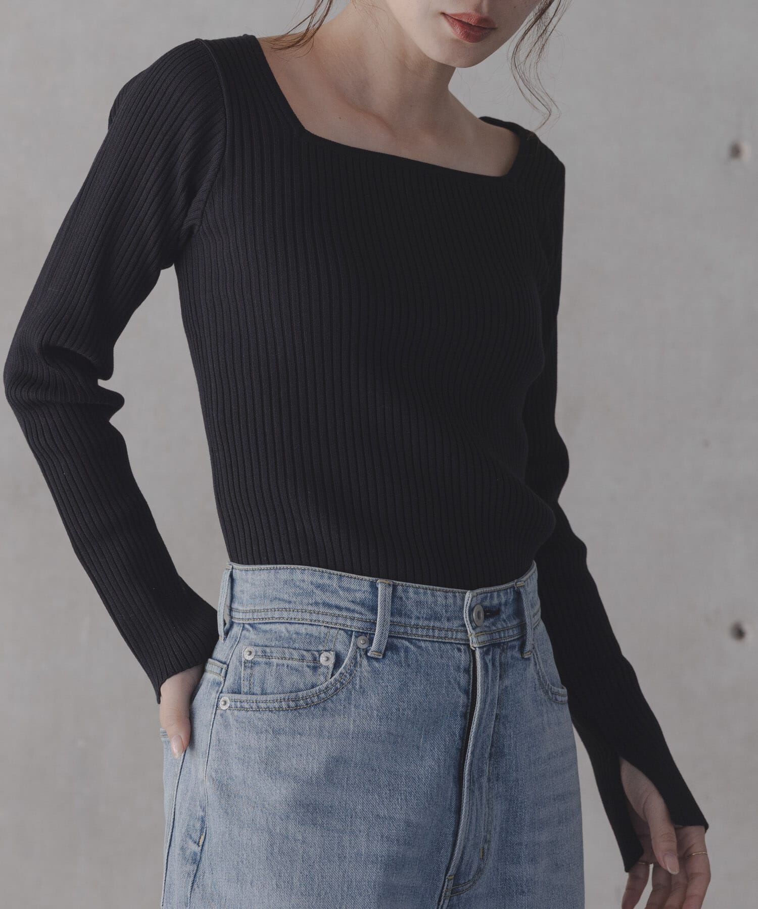 Sonny Label 「『WEB限定』シルク混スクエアネックニット」|ニット・セーター|