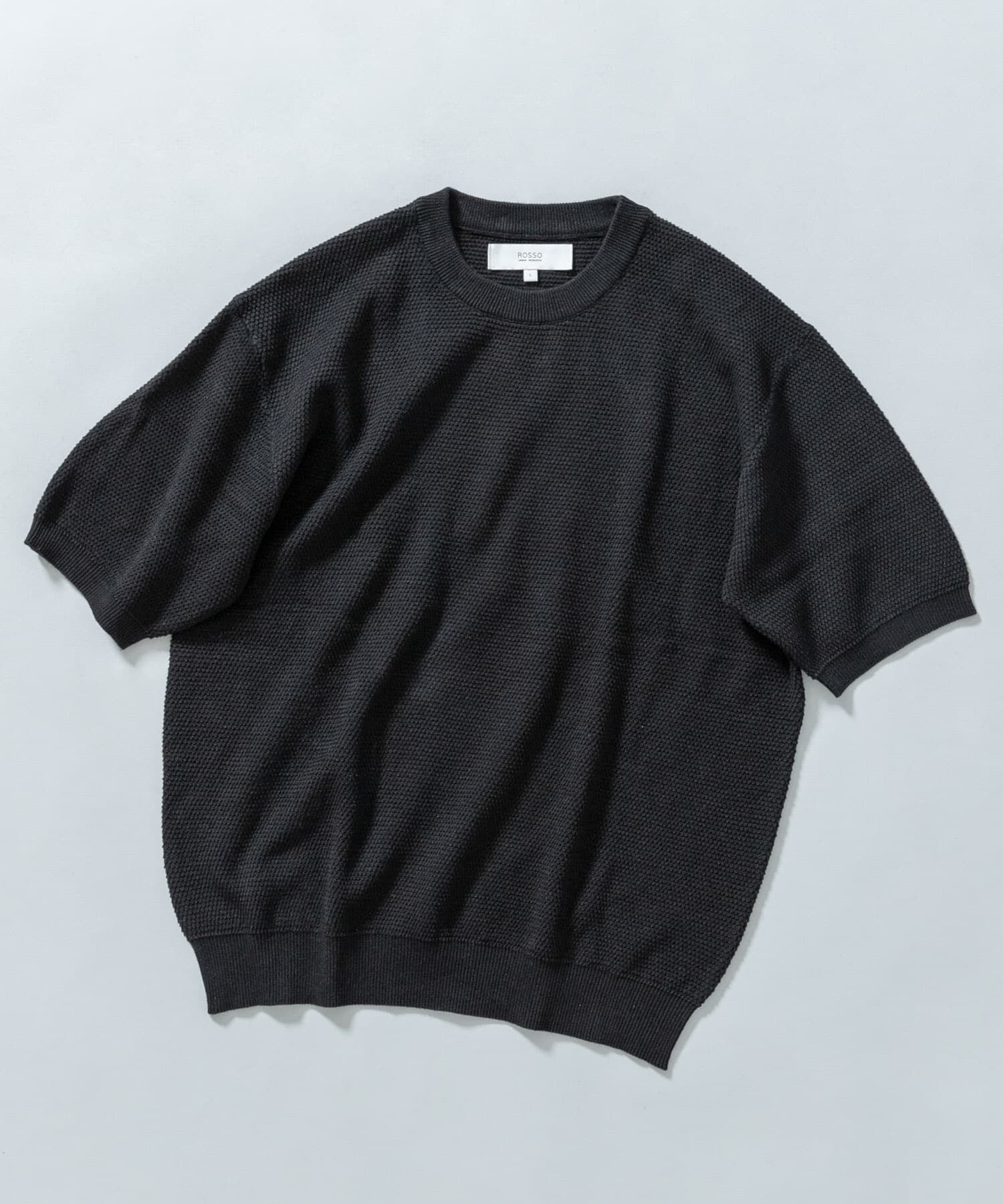 URBAN RESEARCH ROSSO「『WEB限定』変形カノコ半袖クルーネックニット」|ニット・セーター|ブラック