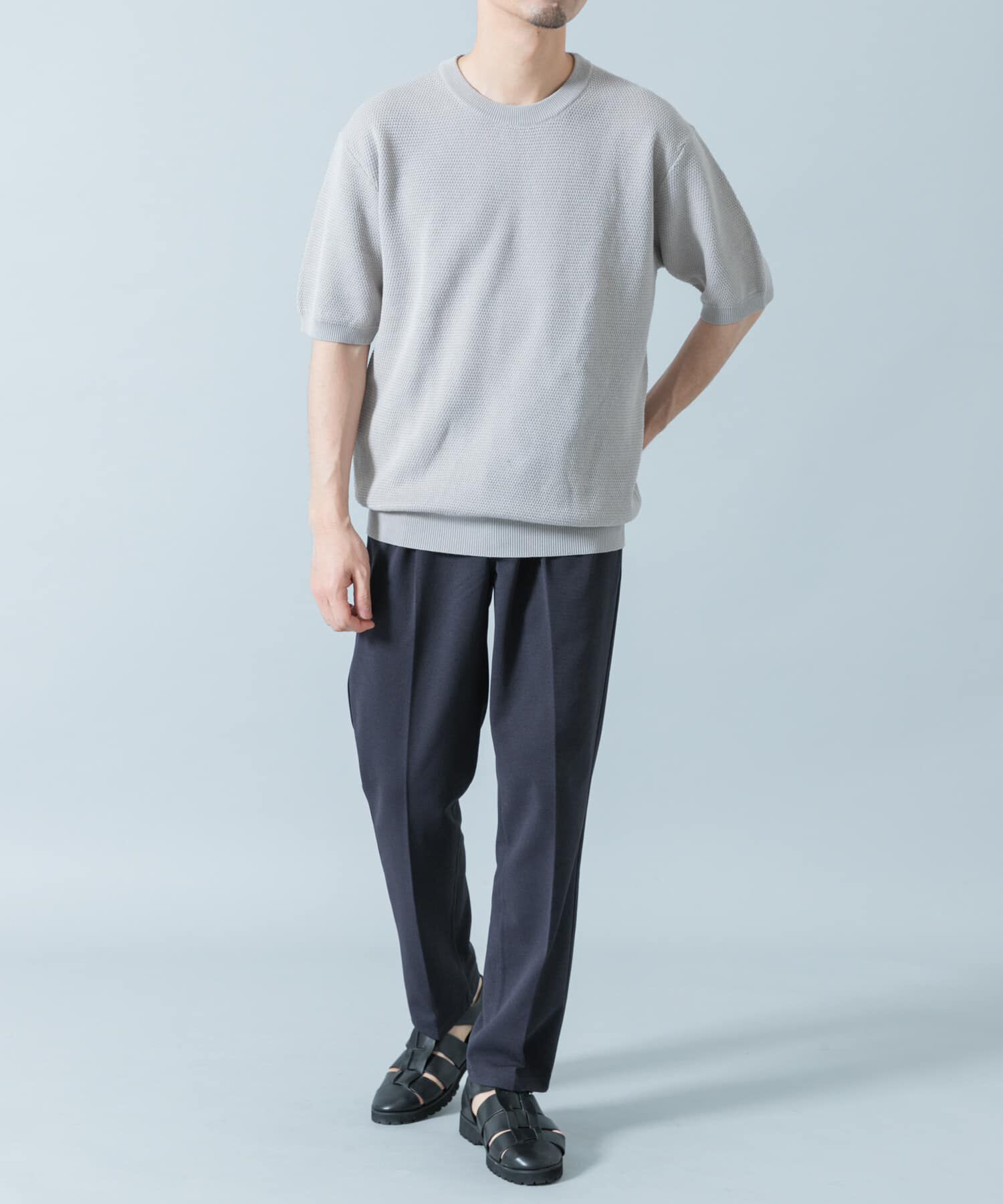 URBAN RESEARCH ROSSO「『WEB限定』変形カノコ半袖クルーネックニット」|ニット・セーター|