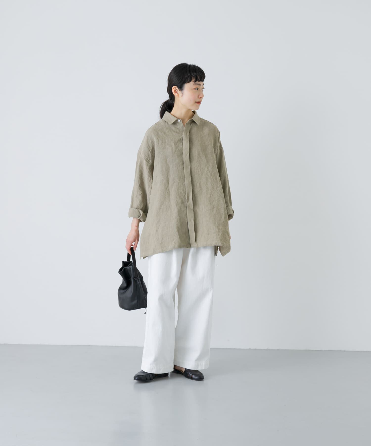 かぐれ「『ユニセックス』ドライリネンボックスシャツ」|シャツ・ブラウス|