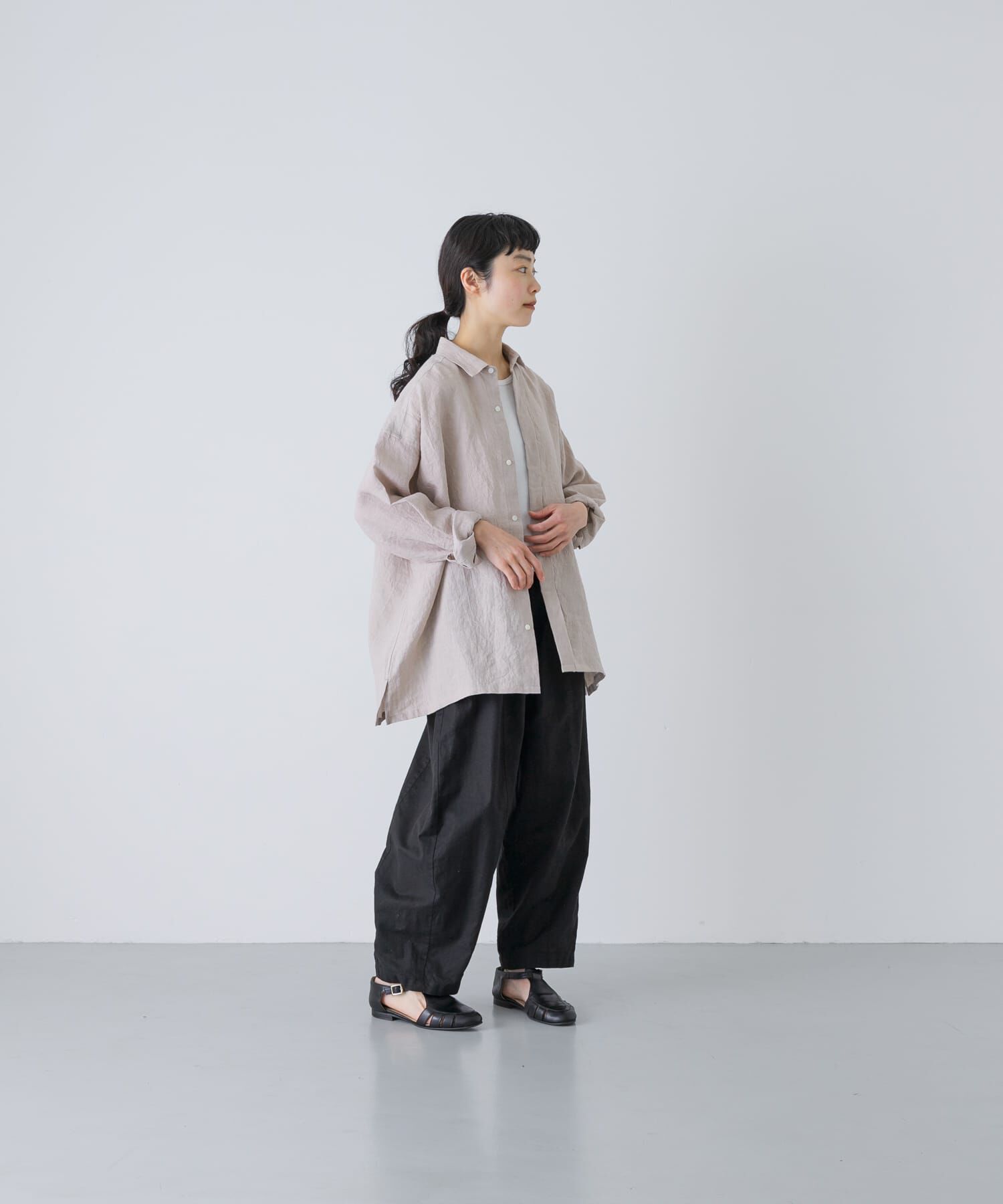 かぐれ「『ユニセックス』ドライリネンボックスシャツ」|シャツ・ブラウス|