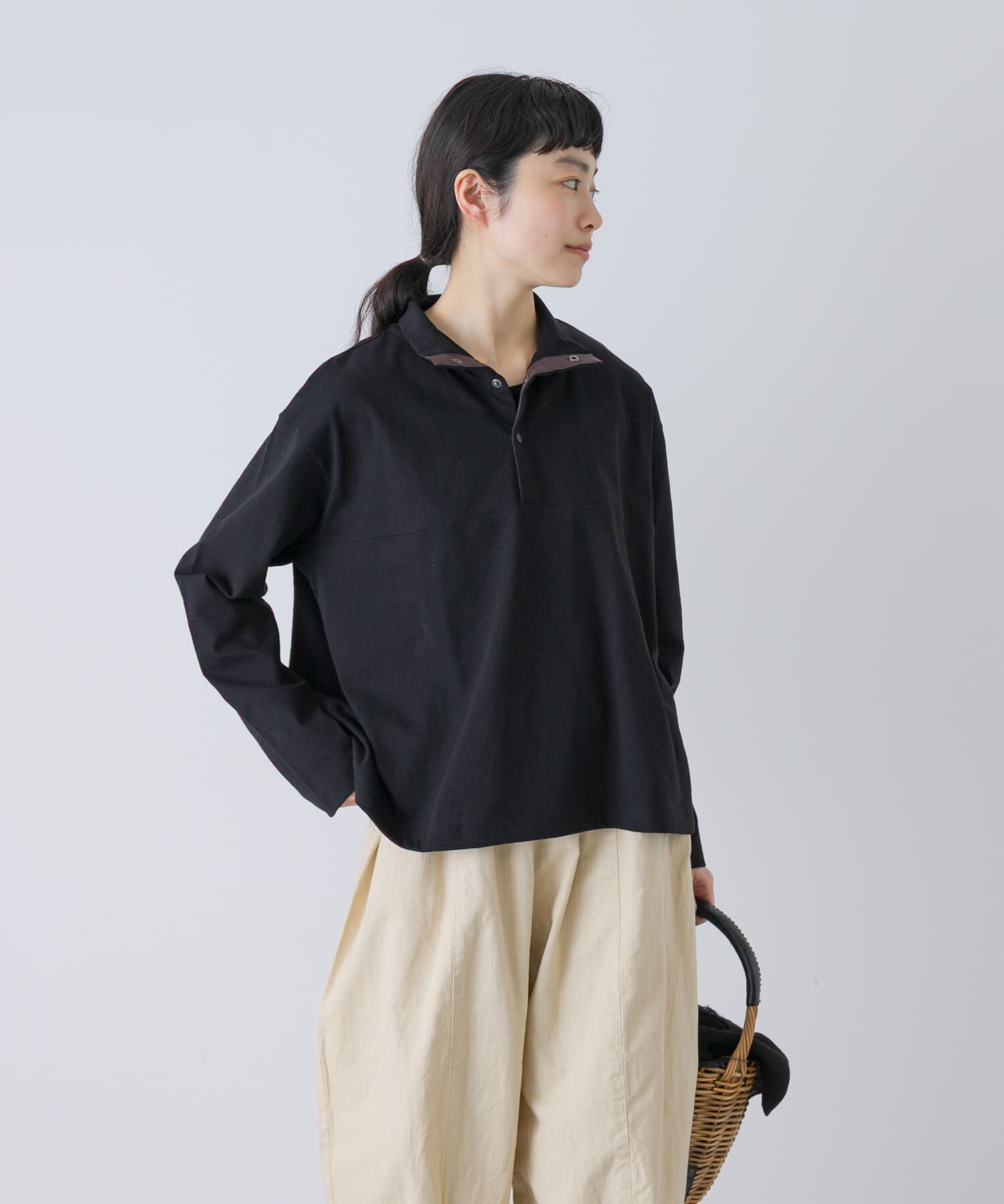 かぐれ「ハーフボタンプルオーバー」|Tシャツ・カットソー|